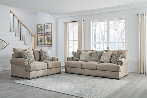 Ashley Furniture Galemore living room set with a sofa and loveseat featuring neutral upholstery and modern design.