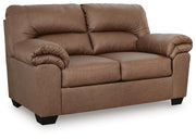 Ashley Furniture WillowBend Living Room Set with sofa and armchair, featuring neutral upholstery and wooden legs, angled view.