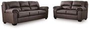 Ashley Furniture WillowBend Living Room Set with sofa and armchair, featuring neutral fabric and wooden accents.