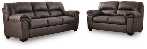 Ashley Furniture WillowBend Living Room Set with sofa and armchair, featuring neutral fabric and wooden accents.
