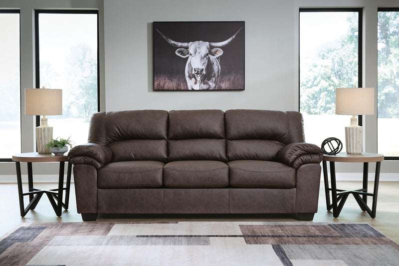 Ashley Furniture WillowBend Living Room Set with sofa and armchair, upholstered in neutral fabric and wooden legs.