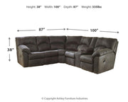 Ashley Furniture Tambo Living Room Set featuring a sofa and matching armchair with neutral upholstery and modern design.