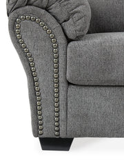Ashley Furniture Allmaxx living room set with sofa and armchair, featuring neutral fabric and modern design details.