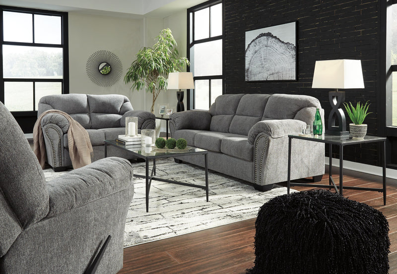 Ashley Furniture Allmaxx living room set featuring a sofa and armchair with neutral upholstery and modern design.