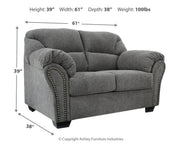 Ashley Furniture Allmaxx loveseat with plush cushions and modern design, shown in a cozy living room setting.
