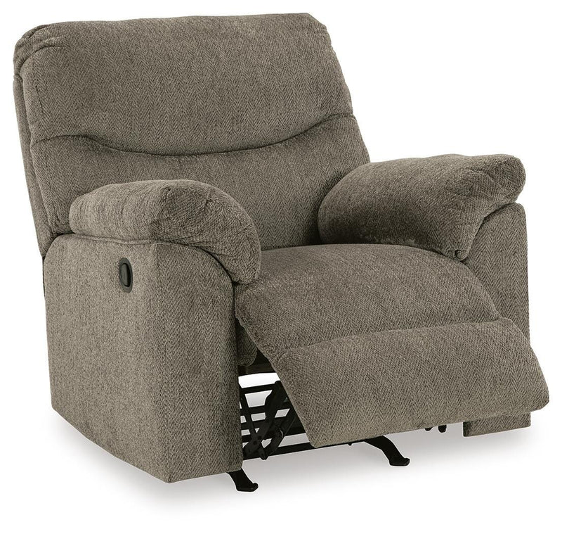 Ashley Furniture Alphons living room set with a sectional sofa and coordinating armchair, shown from an angled open view.