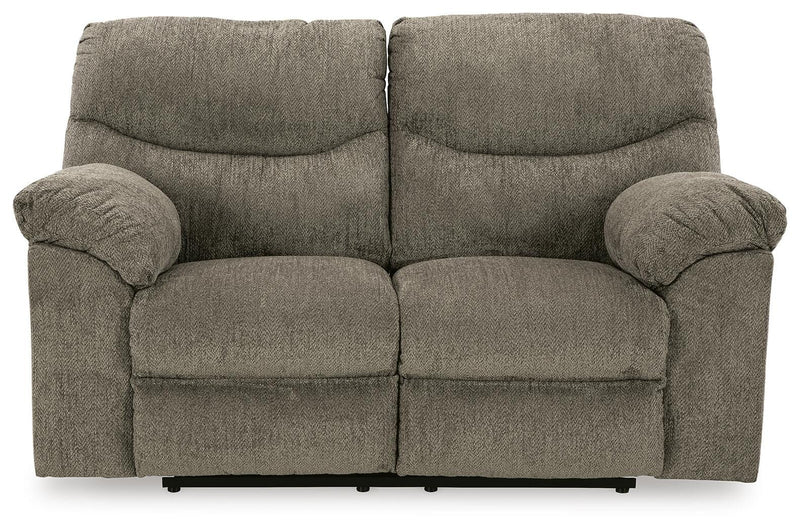 Alphons Ashley Furniture living room set with beige fabric sofa and loveseat, modern design, and plush cushions.