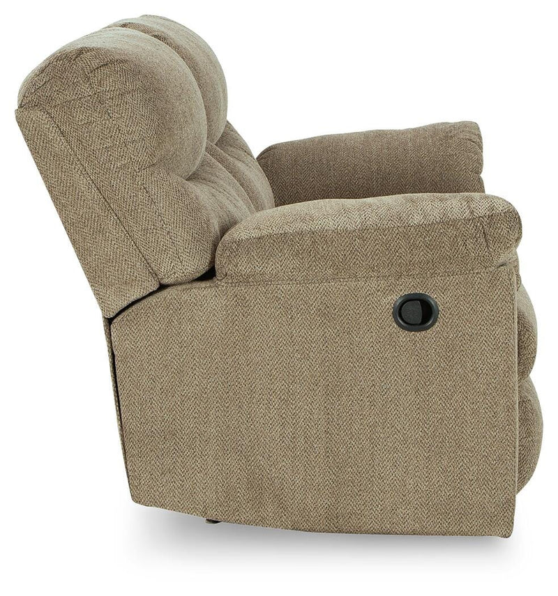 Ashley Furniture Alphons living room set with sofa and armchair in neutral fabric, modern design, and plush cushions.