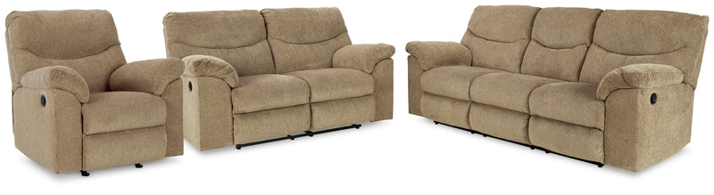 Ashley Furniture Alphons living room set with plush sofa, armchair, and coordinating coffee table in a modern design.