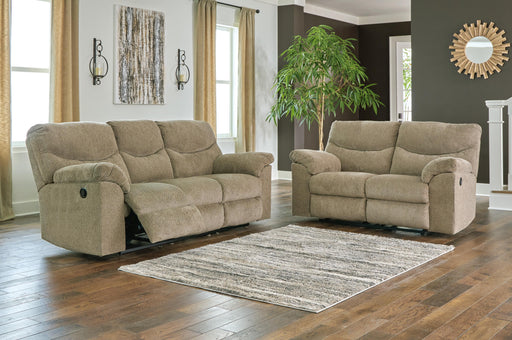 Ashley Furniture Alphons Living Room Set featuring a sofa, loveseat, and armchair with plush upholstery and modern design.