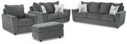 Ashley Furniture Stairatt living room set with sofa and armchair in a modern design, shown in a stylish living space.
