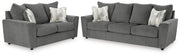 Ashley Furniture Stairatt living room set with sofa and loveseat in a modern fabric, featuring plush cushions and stylish design.
