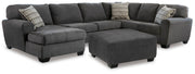 Ashley Furniture Ambee living room set with sofa and loveseat in a modern design, featuring plush cushions and neutral fabric.