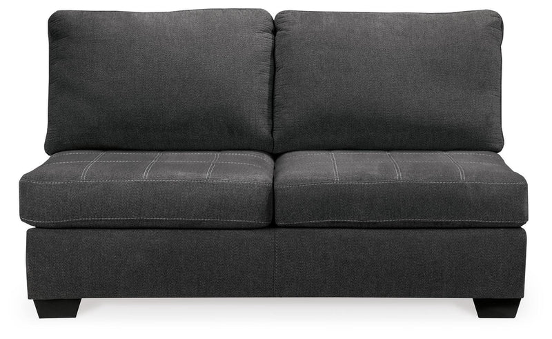 Ashley Furniture Ambee living room set with sofa and loveseat, featuring neutral fabric upholstery and modern design.