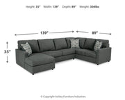 Ashley Edenfield living room set featuring a sofa, loveseat, and armchair with plush upholstery and stylish wooden legs.