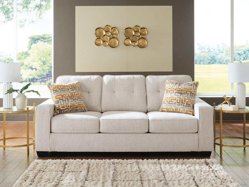 Ashley Furniture Larimer Sleeper Sofa in neutral fabric, showing the convertible sofa bed with plush cushions and modern design.