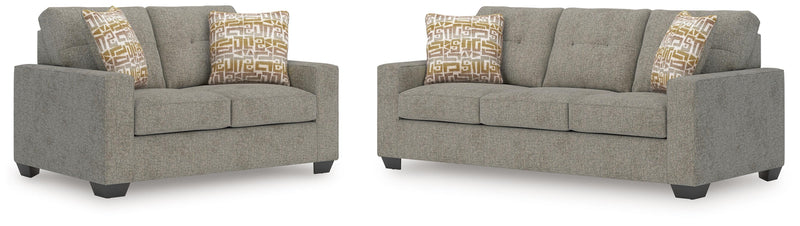 Ashley Furniture Larimer living room set with plush sofa and matching armchair in a modern design.