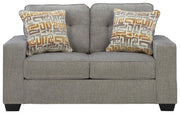 Ashley Furniture Larimer living room set with a sofa and loveseat featuring plush cushions and contemporary design.