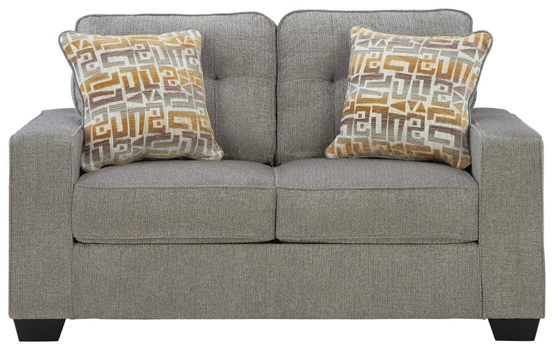 Ashley Furniture Larimer living room set with a sofa and loveseat featuring plush cushions and contemporary design.