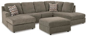 Ashley Furniture O'Phannon living room set with a sofa and armchair featuring neutral upholstery and wooden legs.