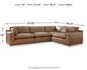 Ashley Furniture Emilia Living Room Set featuring a sofa, loveseat, and armchair with plush cushions in a modern design.