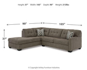 Ashley Furniture Mahoney living room set with sofa and armchair in a modern design, featuring neutral upholstery and wood accents.