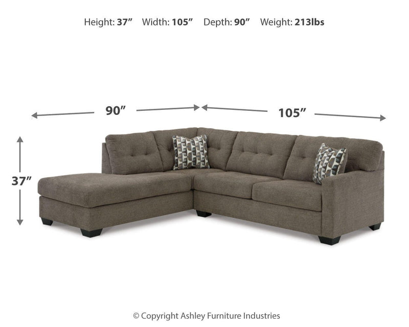 Ashley Furniture Mahoney living room set with sofa and armchair in a modern design, featuring neutral upholstery and wood accents.