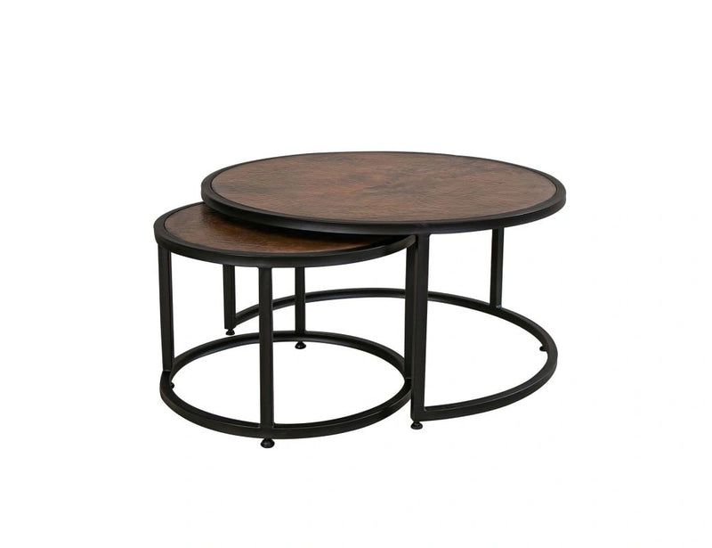 Blackburn Set w/ 2 Cocktail Tables, w/ Copper Top and Iron Base