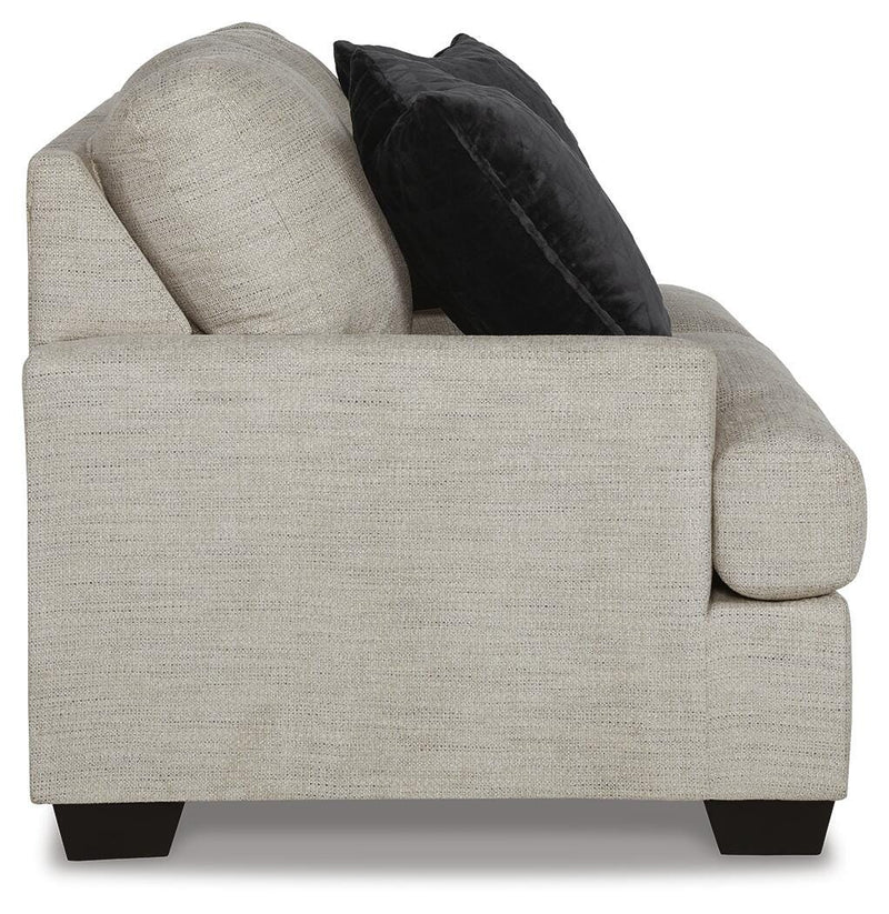 Ashley Furniture Vayda living room set with sofa, loveseat, and armchair in a modern fabric design.