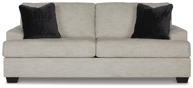 Ashley Furniture Vayda living room set with sofa and loveseat in a modern design, shown from a front head-on view.