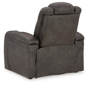Ashley Furniture Fyne-Dyme Power Recliner with plush cushioning and adjustable backrest, shown in a cozy living room setting.