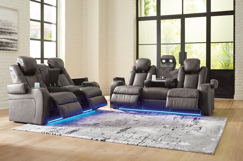 Ashley Furniture Fyne-Dyme living room set with sofa and armchair in a modern fabric design.
