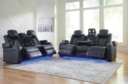 Ashley Furniture Fyne-Dyme living room set with sofa and armchairs in a modern design, shown in a cozy living room setting.