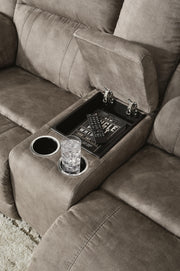 Ashley Furniture Laresview living room set console with detailed wood finish and modern design, perfect for stylish home decor.