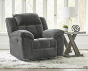 Ashley Furniture Frohn recliner in a closed position, featuring plush upholstery and a comfortable design for living room seating.