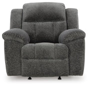 Ashley Furniture Frohn Recliner with plush fabric, padded armrests, and a comfortable headrest, shown from a front head-on view.