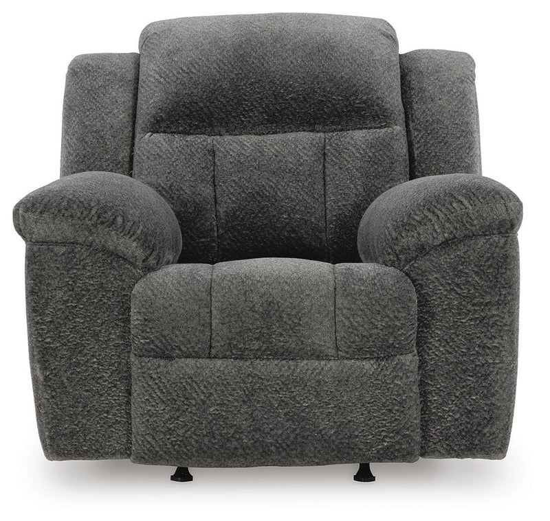 Ashley Furniture Frohn Recliner with plush fabric, padded armrests, and a comfortable headrest, shown from a front head-on view.
