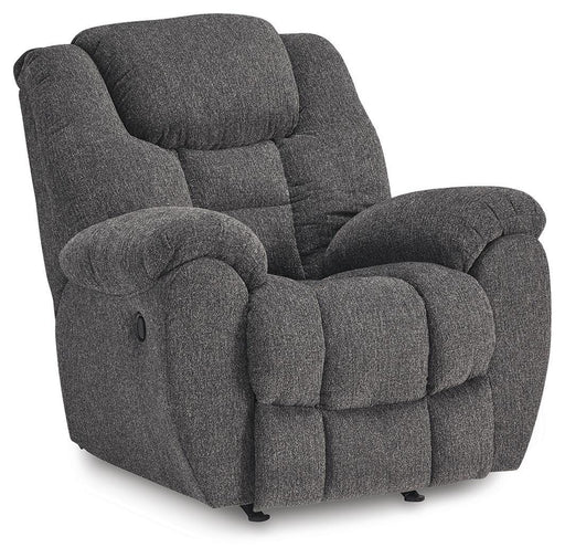 Ashley Furniture Foreside recliner in a closed position, featuring plush upholstery and a comfortable, stylish design.