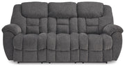 Ashley Furniture Foreside Reclining Sofa with plush cushions and reclining feature, shown from the front.