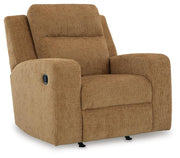 Ashley Furniture Kanlow Recliner in closed position, featuring plush upholstery and padded armrests for comfortable seating.