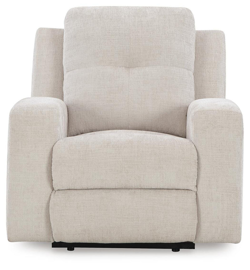 Ashley Furniture Danum Recliner with plush cushioning and wooden legs, shown from a front head-on view.