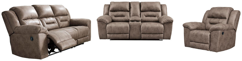 Ashley Furniture Stoneland living room set with sofa and loveseat, featuring neutral upholstery and modern design.