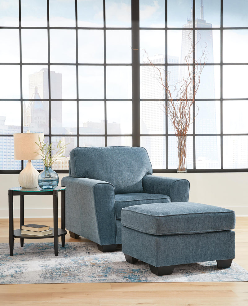 Ashley Furniture Cashton living room set with sofa and loveseat in a contemporary fabric, arranged in a cozy living space.