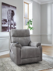 Ashley Furniture Next-Gen Durapella Power Lift Recliner with plush cushioning and modern design, viewed from an angle.