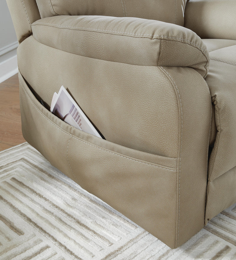 Ashley Furniture Next-Gen Durapella Power Lift Recliner with plush upholstery and pocketed coil seat for added comfort.