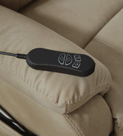 Ashley Furniture Next-Gen Durapella Power Lift Recliner with plush fabric and ergonomic design, shown in a close-up detail shot