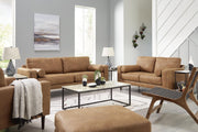 Ashley Furniture Telora living room set featuring a sofa and loveseat with neutral fabric upholstery and contemporary design.