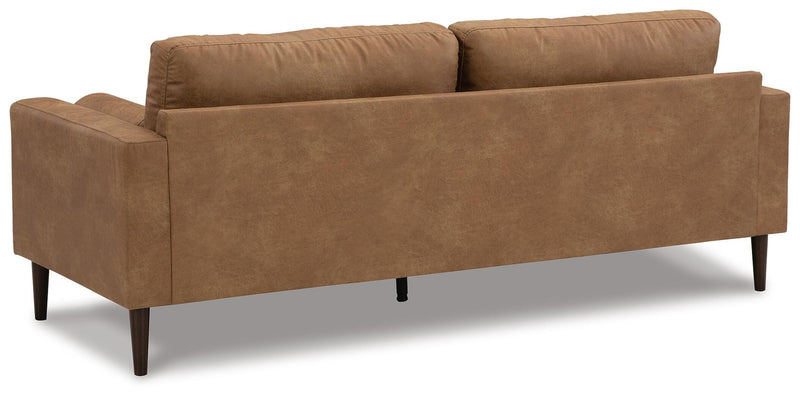 Ashley Furniture Telora living room set includes sofa and armchair with neutral fabric and modern design, shown from the back.