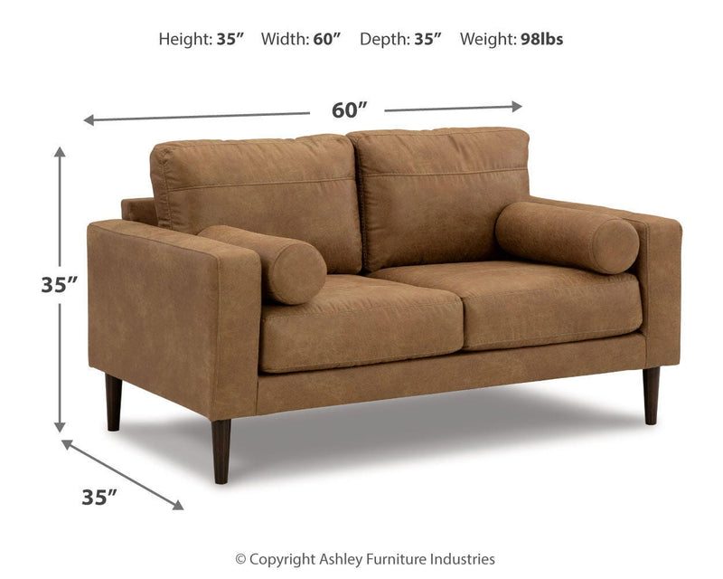 Ashley Furniture Telora living room set featuring a sofa and armchair with neutral upholstery and modern design.