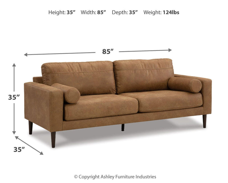 Ashley Furniture Telora living room set with sofa and armchair in neutral fabric, modern design and plush cushions.